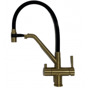 Смеситель для кухни Gappo G4398-83 с подключением фильтра питьевой воды, черный/золото Смеситель для кухни Gappo G4398-83 с подключением фильтра питьевой воды, черный/золото