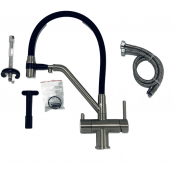 Смеситель для кухни Gappo G4398-85 с подключением фильтра питьевой воды, черный/сатин Смеситель для кухни Gappo G4398-85 с подключением фильтра питьевой воды, черный/сатин