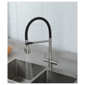 Смеситель для кухни Gappo G4399-75 подключением фильтра питьевой воды, сатин/черный