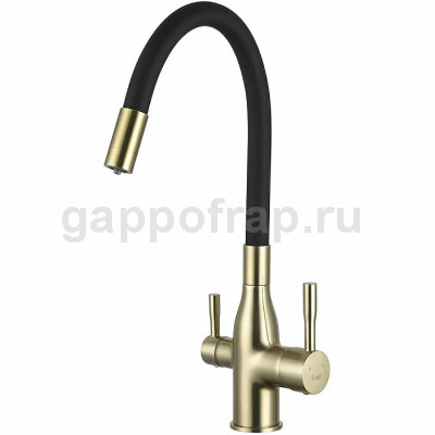 Смеситель для кухни Frap F4396-3 с подключением фильтра питьевой воды бронза, золотой/черный