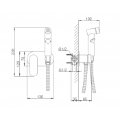 Встраиваемый смеситель с гигиеническим душем Frap F2085, хром