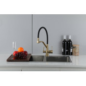 Смеситель для кухни Frap F43550-3 с подключением фильтра питьевой воды, черный/золото