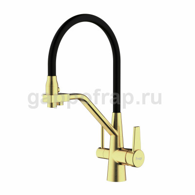 Смеситель для кухни Frap F43550-3 с подключением фильтра питьевой воды, черный/золото