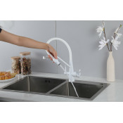 Смеситель для кухни Frap F43550-8 с подключением фильтра, белый