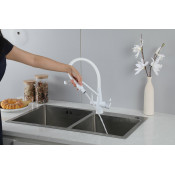 Смеситель для кухни Frap F43550-8 с подключением фильтра, белый