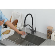 Смеситель для кухни Frap F43550-7 с подключением фильтра питьевой воды, графит