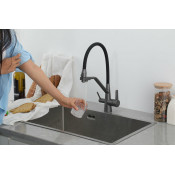 Смеситель для кухни Frap F43550-7 с подключением фильтра питьевой воды, графит