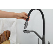Смеситель для кухни Frap F43550-7 с подключением фильтра питьевой воды, графит