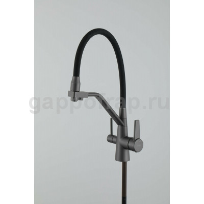 Смеситель для кухни Frap F43550-7 с подключением фильтра питьевой воды, графит