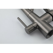Смеситель для кухни Frap F43550-9 с подключением фильтра питьевой воды, оружейная сталь