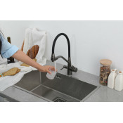 Смеситель для кухни Frap F43550-9 с подключением фильтра питьевой воды, оружейная сталь