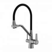 Смеситель для кухни Frap F43550-9 с подключением фильтра питьевой воды, оружейная сталь