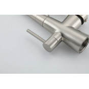 Смеситель для кухни Frap F43550-5 с подключением фильтра питьевой воды, сатин/серый