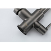 Смеситель для кухни Frap F43551-9 с подключением фильтра питьевой воды, оружейная сталь