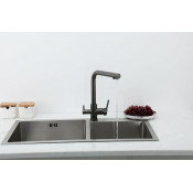 Смеситель для кухни Frap F43551-9 с подключением фильтра питьевой воды, оружейная сталь